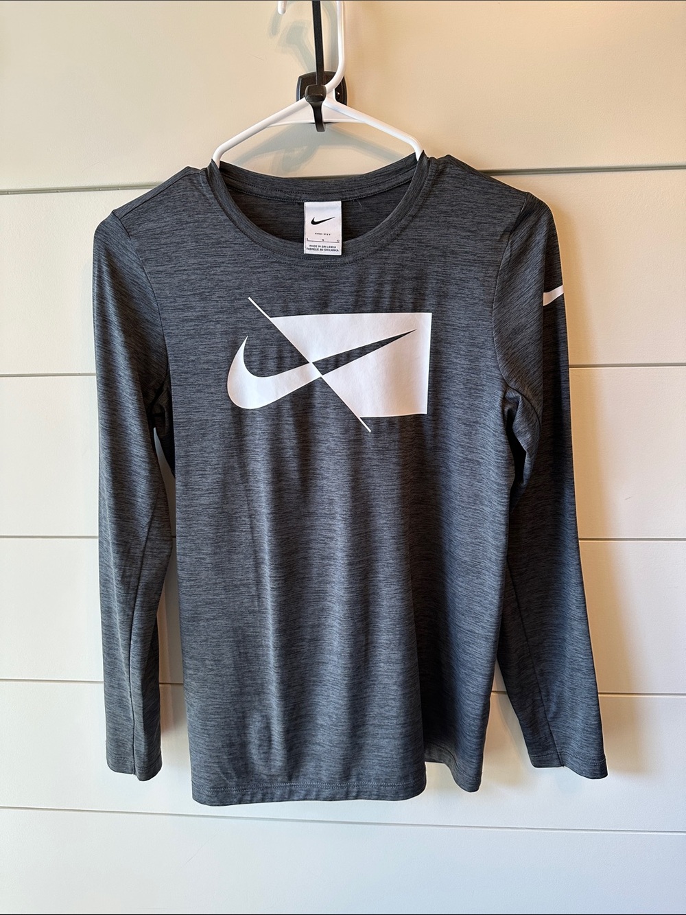 Nike Kids' Long-Sleeve Dri Tec Tee in Dark Gray
